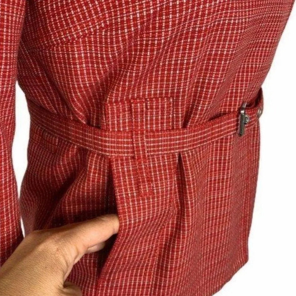 Marc Jacobs Red Tweed Cropped Belted Jacket Sz S - Picture 11 of 12